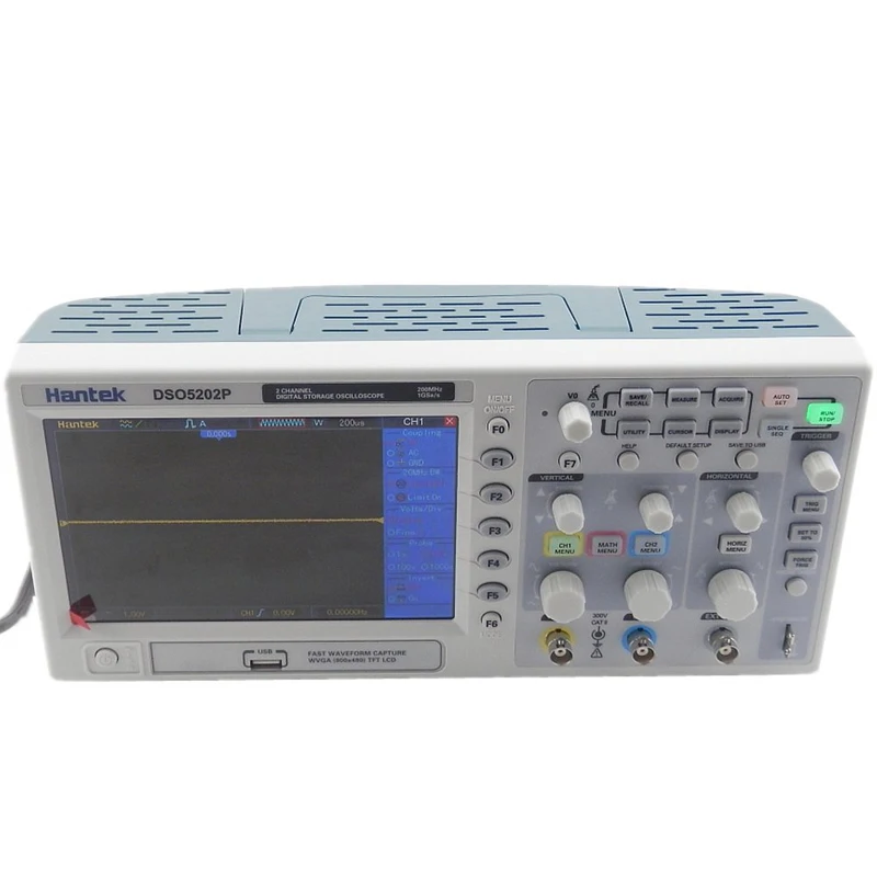 Hantek DSO5202P цифровой запоминающий осциллограф USB 200 МГц полоса пропускания 2 Каналы 1GSa/s 7 дюймов TFT ЖК-дисплей Запись PC Длина 40K