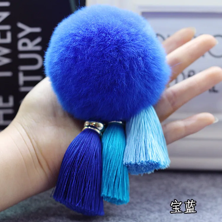 2018Fur Pom Keychains Fake Rabbit Fur Ball Key Chain Porte Clef pom De Fourrure Fluffy Bag Charms Bunny Keychain Keyring | Украшения и
