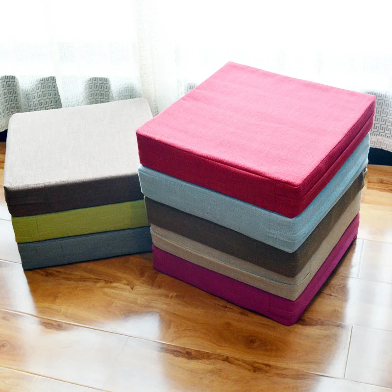 Льняная квадратная подушка для медитации напольные подушки Futon в японском стиле