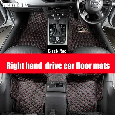 Black Red Автомобильные коврики с правым приводом для Mitsubishi Outlander Pajero V73 V93 V97, автомобильные аксессуары для стайлинга, ковровые вкладыши - Название цвета: Black Red