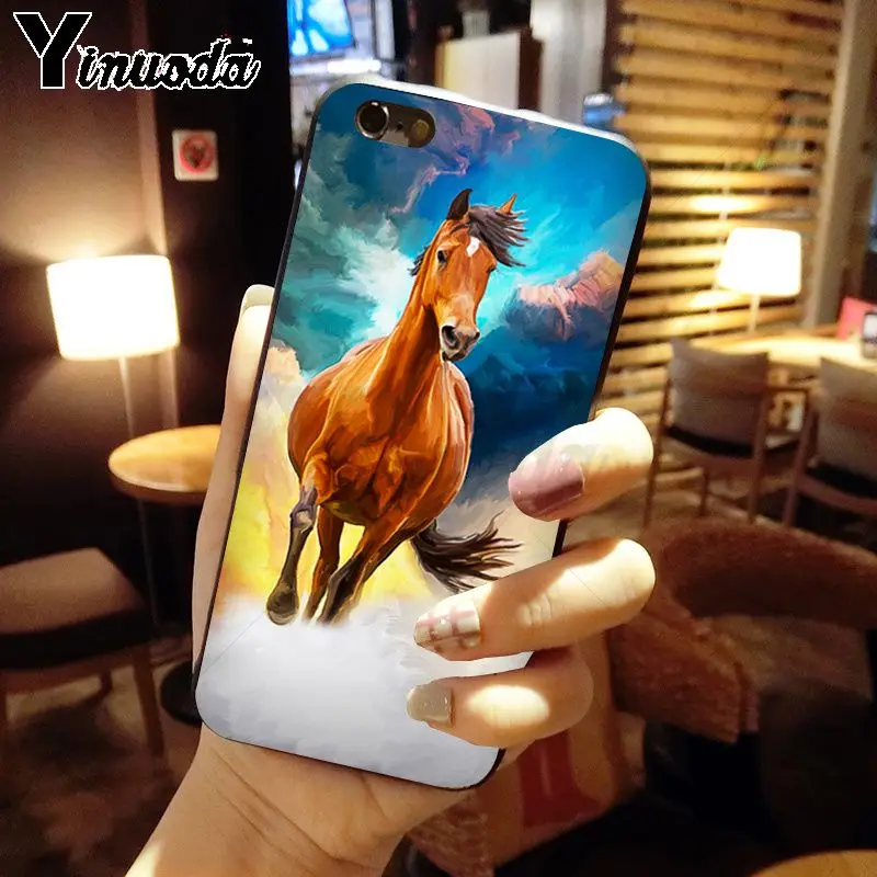Yinuoda Лошадь Животное ТПУ мягкий силиконовый черный чехол для телефона iphone X XS MAX 8