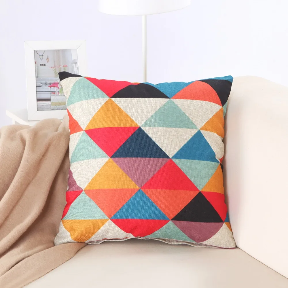 Плотный чехол для подушки в скандинавском стиле волнистый треугольник Красочный