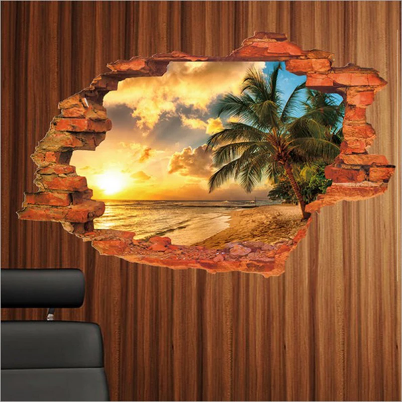 3D настенные наклейки красивые пустынные деревенские ПВХ моющиеся | Дом и сад