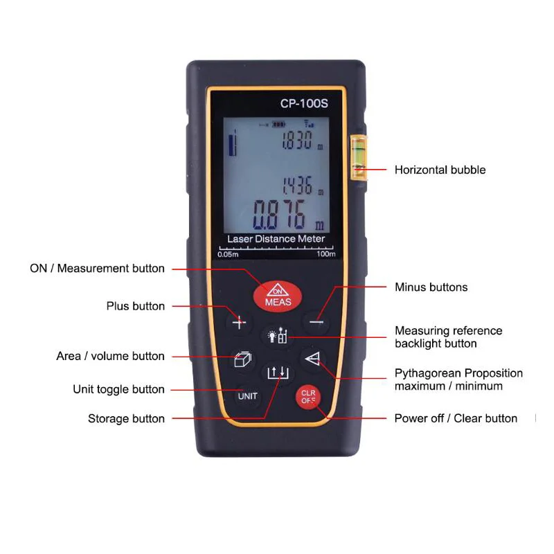 Portable Laser Range Finder 100M Digital With Horizontal Bubble To Build Measuring Equipment | Инструменты