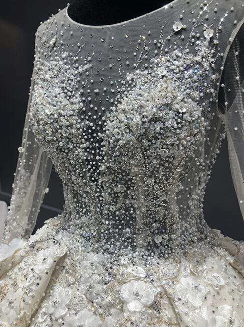 CloverBridal дорогой достойные Иллюзия слоновой кости с длинными рукавами Длина до