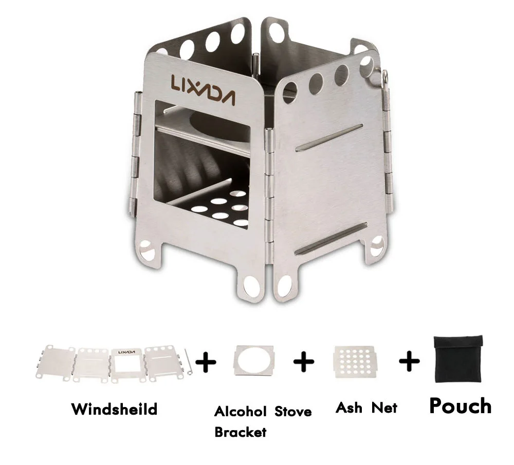 Портативная Складная дровяная плита из нержавеющей стали походная для