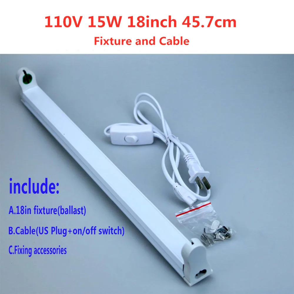 110V with line 1x прямой Флуоресцентный светильник с балластом 15 Вт 18 дюймов двухконтактный держатель лампы идея для рептилий UVC УФ-в УФ-а база - Цвет: 110V with line