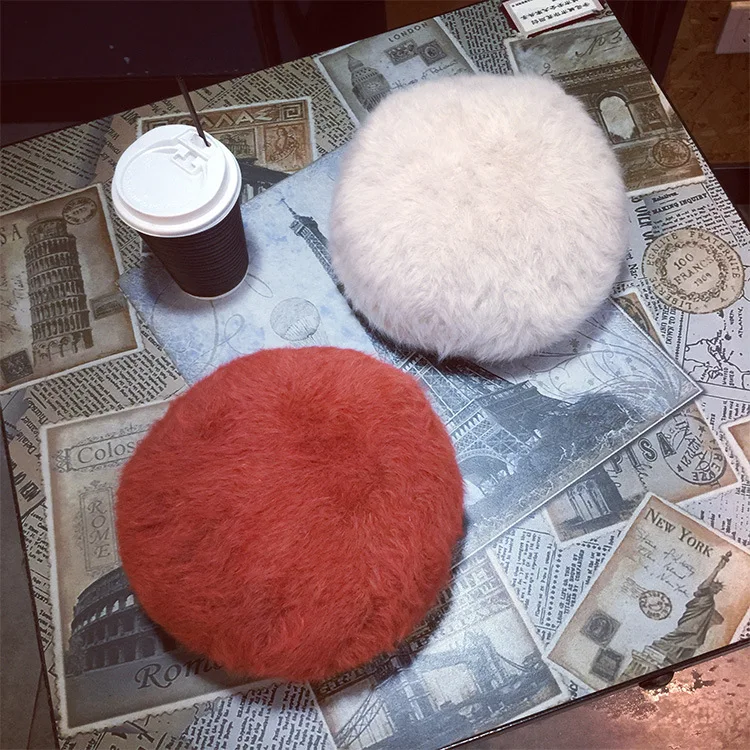 Для женщин Демисезонный корейской моды кроличьим мехом теплые Беретки для милые