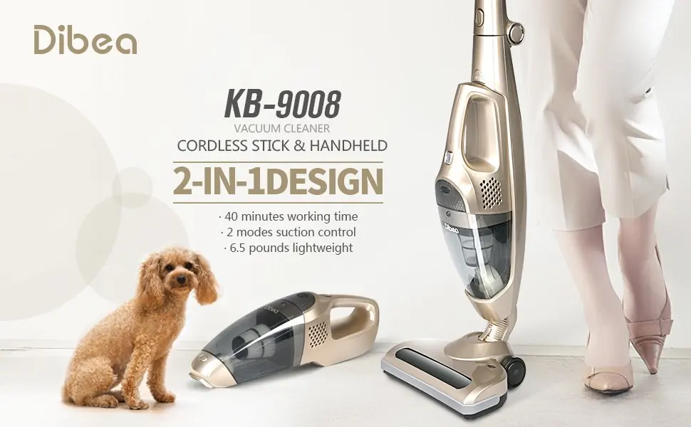 Dibea KB-9008 2-в-1 мощный портативный Портативный Беспроводной вертикальный пылесос с вращающейся чистящей головкой штепсельная вилка стандарта США
