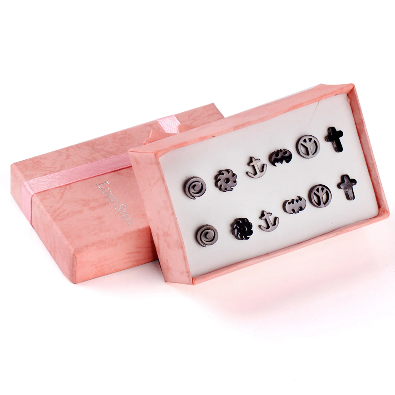 Серьги нержавеющей стали 6Pairs / Box для женщин Ювелирные изделия способа стерлингового серебра - Окраска металла: 17