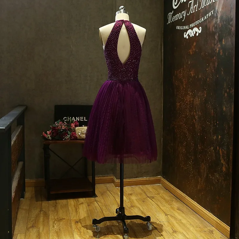 Новинка 2017 года короткие платья для выпускного вечера с бусинами и жемчугом