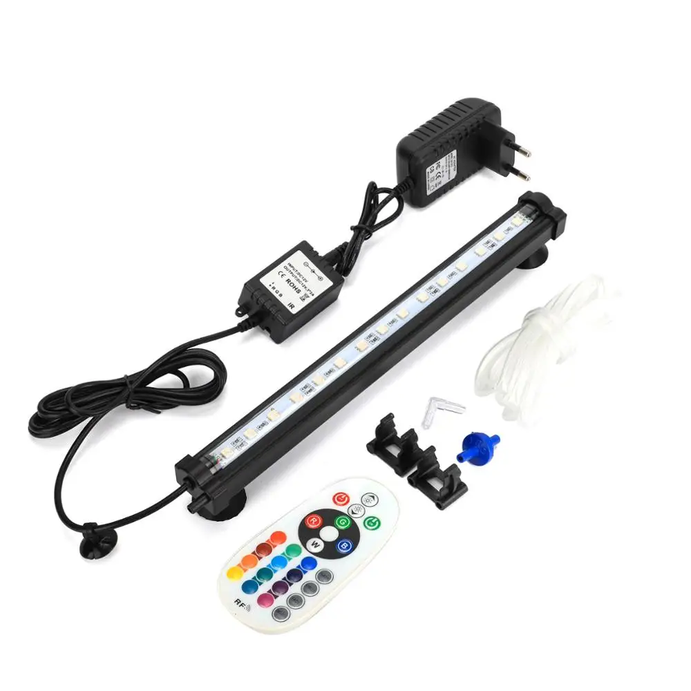 EU Plug 28CM Европейский штекер 18-48 см 5050 RGB светодиодный светильник для аквариума с воздушными пузырьками светильник для аквариума Водонепроницаемый погружной светильник RF контроллер - Цвет: EU Plug 28CM