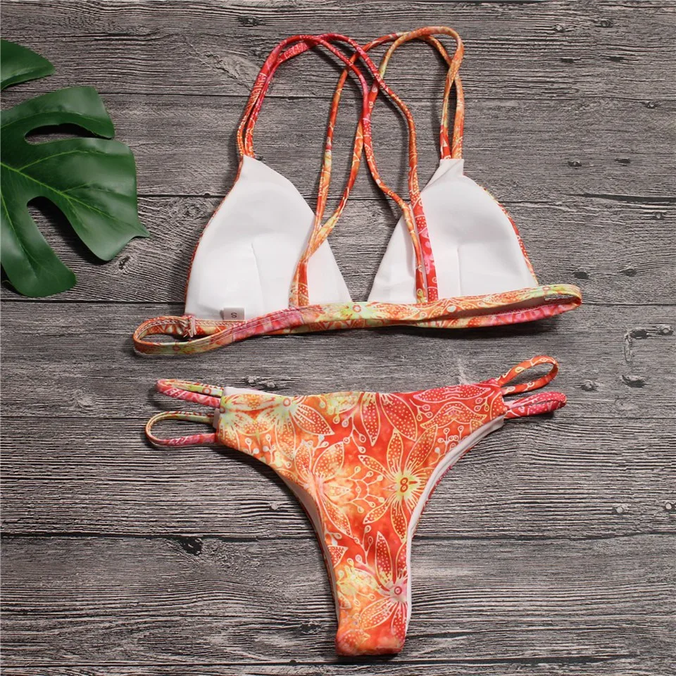 2018 Brazilian Bikini set floral Swimwear female push up Bikinis thong bathing suits Micro swimsuit women biquinis feminino |