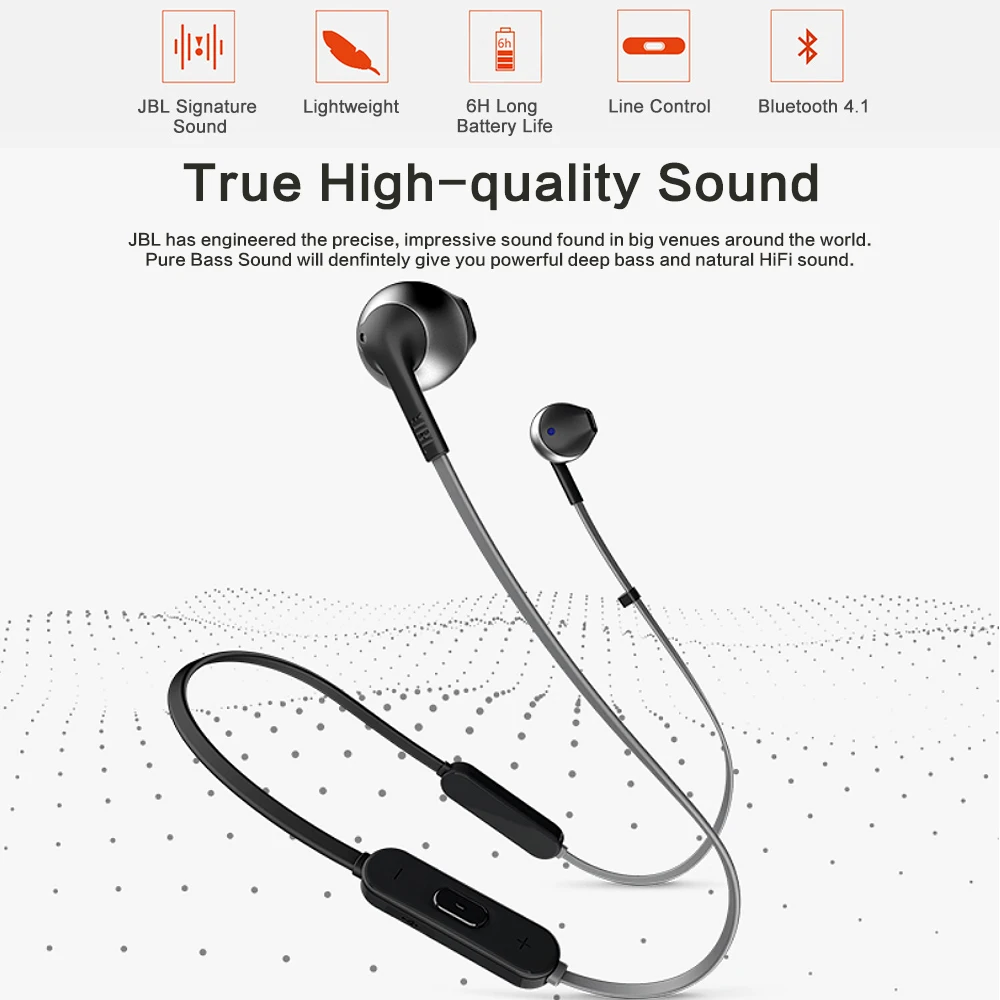 JBL Lifestyle TUNE 205BT беспроводные Bluetooth наушники с динамическим шейным ободом гарнитура Bluetooth 4,1 спортивные наушники с микрофоном