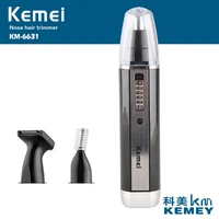 kemei professional rechargeable nose trimer ear cleaner electric nose hair trimmer hair removal nose hair cut machine km 6631