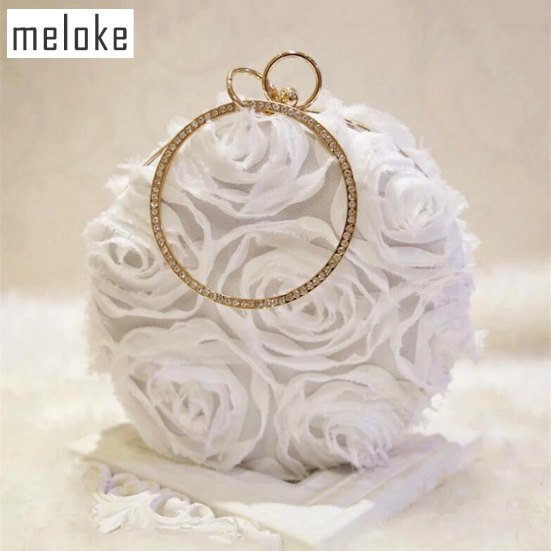 Meloke новые кружевные вечерние сумки с цепочкой роскошные розовые цветы круглые свадебные сумки клатч кошелек Прямая поставка MN748