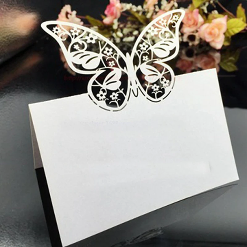 50pcs Laser Cut Butterfly Shaped Table Name Place Cards Chic Favor Message Setting Card Wedding Birthday Party Supplies | Дом и сад