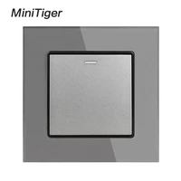 minitiger white luxury crystal tempered glass panel 1 gang 1 way wall light button switch on off wall switch 16a ac 250v