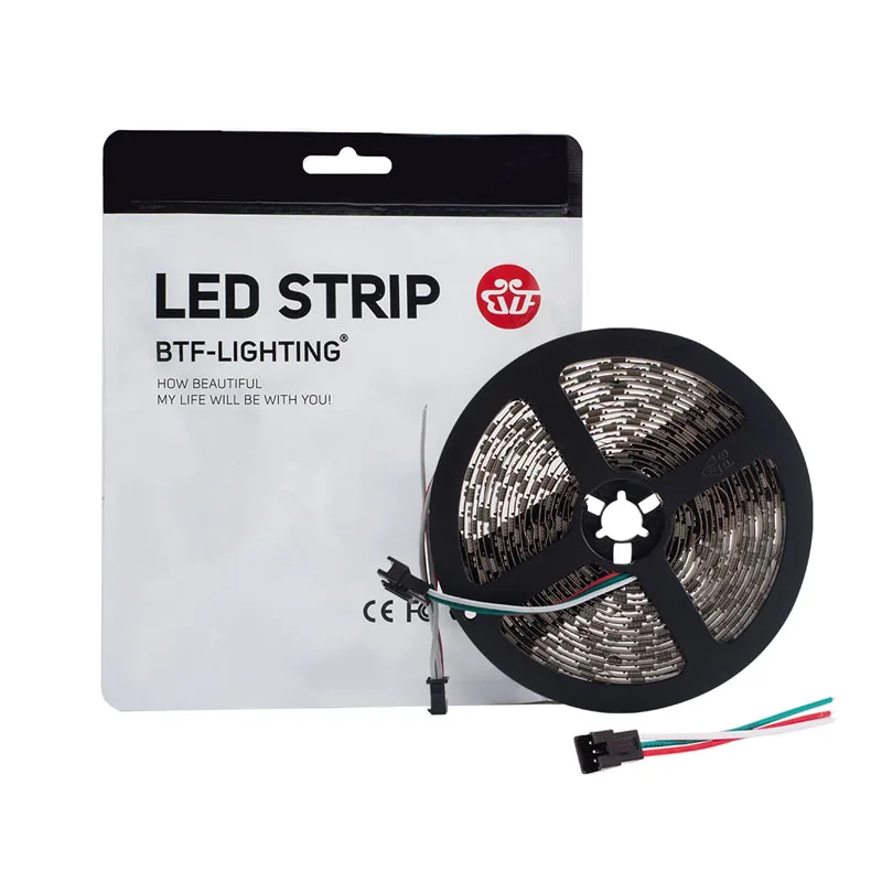 SK6812 RGB WS2812 12В 5м 60leds/m Smart Led Pixel WS2812B полоса черная PCB IC индивидуально адресуемые