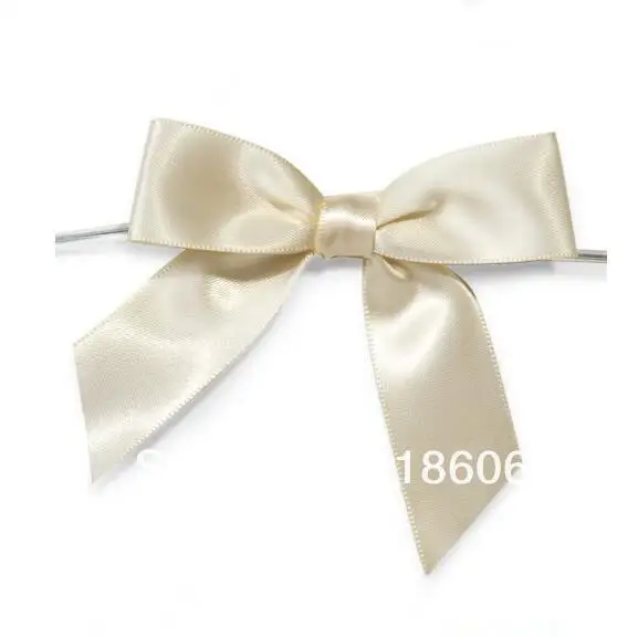 

Free Shipping 500pcs/lot Cream Satin Ribbon Bows Wedding Party Decorations DIY Craft Bow
