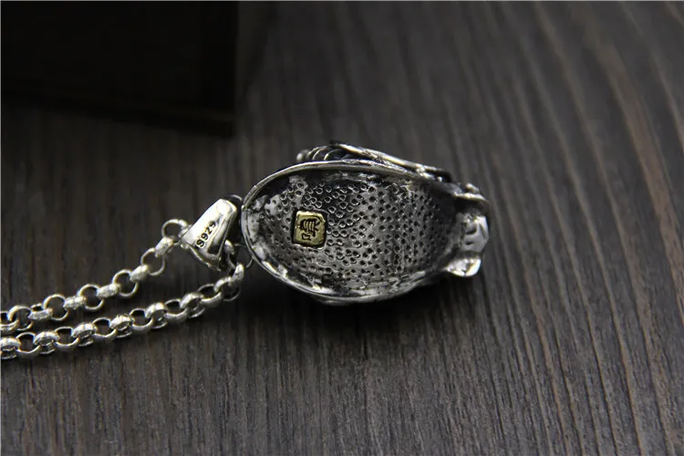 Мужское ожерелье с подвеской в виде головы дракона из настоящего серебра 925