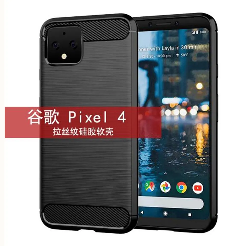 Чехол из углеродного волокна для Google Pixel 4 резиновый силиконовый чехол телефона