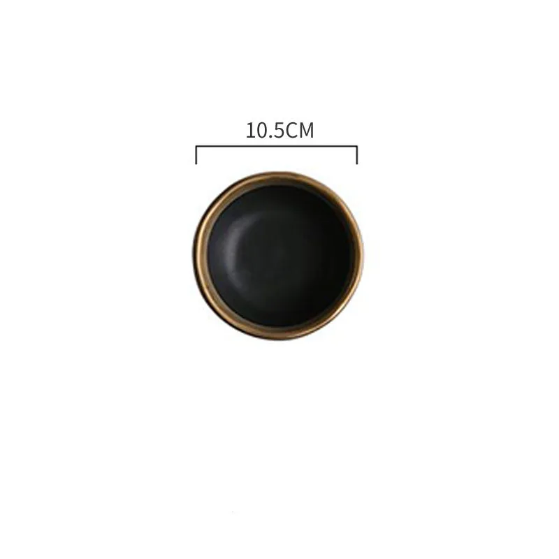 Black dish Пномпень керамическая Западная Посуда рисовое блюдо суповая чашка роскошные золотые края стейк Блюдо Столовая Посуда десертная тарелка столовая декоративная пластина - Цвет: Black dish
