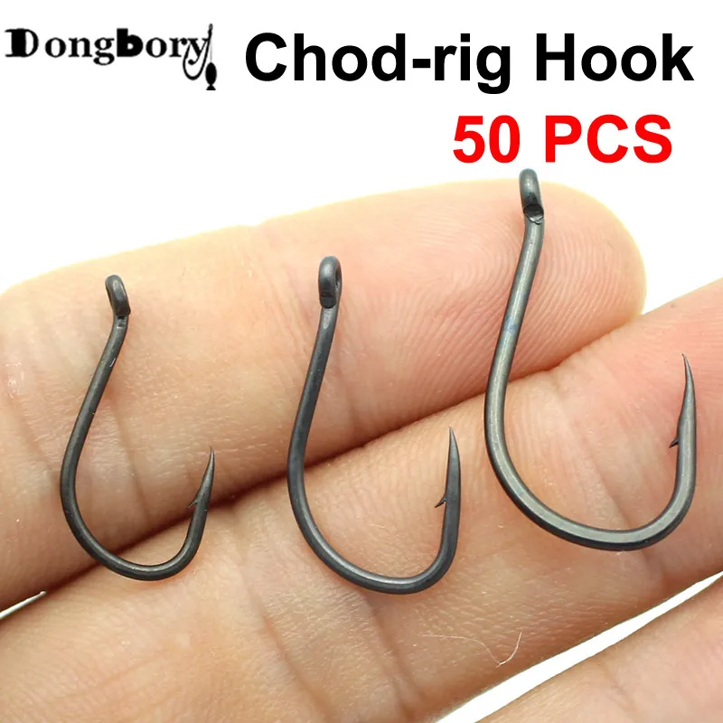 50 шт. тефлоновое покрытие карпа рыболовный крючок Chod-Rig крюк каптор Choddy углеродистая сталь черный микро-обнаженный глаз крючок для ловли карпа
