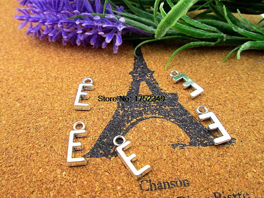 30 шт. подвески в виде букв алфавита античный Серебристый Алфавит/буква E 16 мм