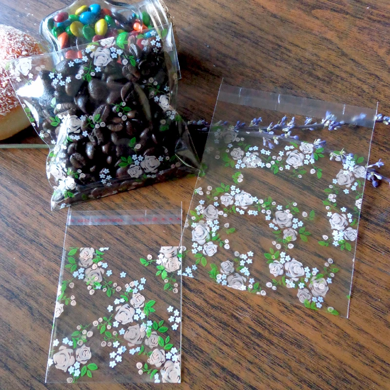 100 шт. прозрачный Подарочный пакет с розой ОПП печенья для выпечки рождественские