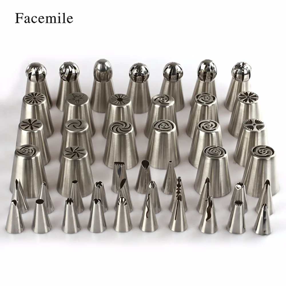 

Форсунки для торта Facemile 46 шт./лот из нержавеющей стали, русская насадка, кондитерские корейские Кондитерские насадки для глазировки, насадк...
