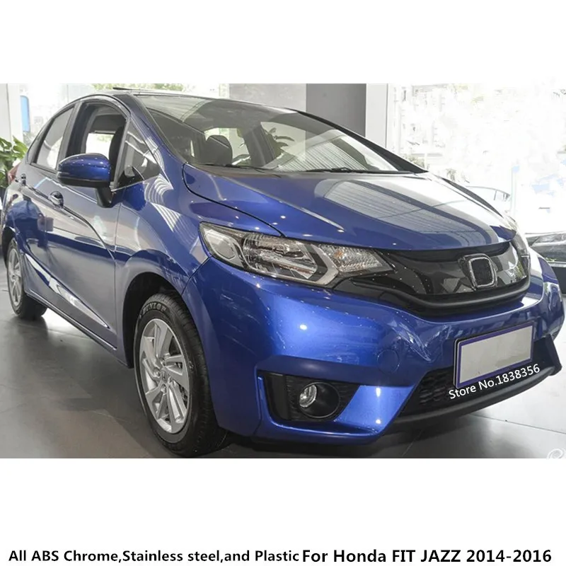 

For Honda FIT JAZZ 2014 2015 2016 ABS Car Body Chrome/Carbon Fibre Door Window Glass Panel Armrest Lift Switch Button Trim 4pcs