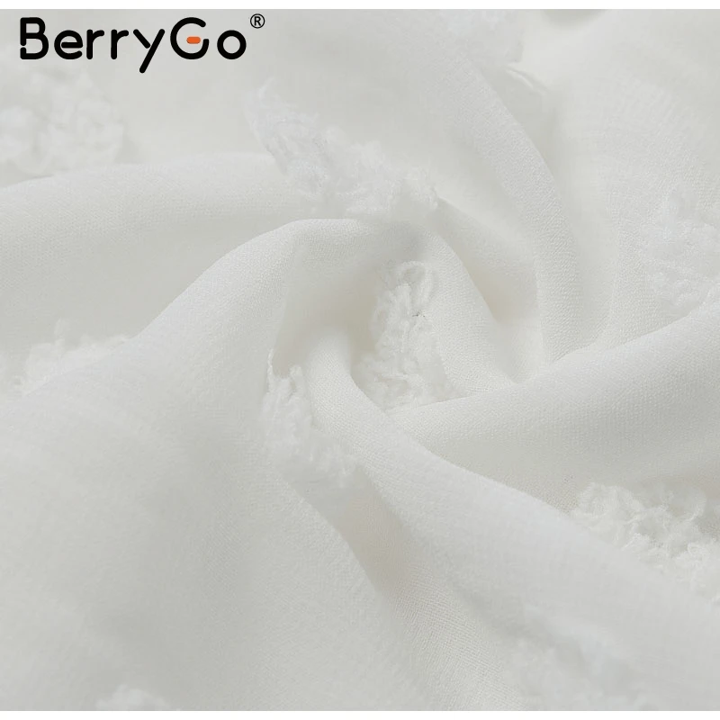 BerryGo, праздничная пляжная женская блузка, рубашка с длинным рукавом, v-образный вырез, в горошек, вышитая женская блузка-рубашка, уличная одежда, женские летние топы