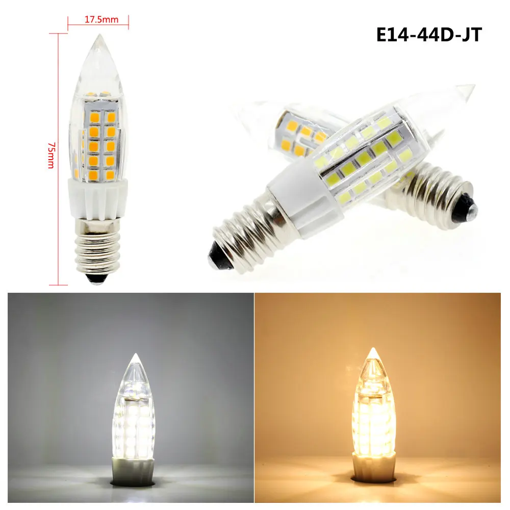 44LEDs 6 шт./лот E14 Светодиодный светильник AC220V белая/теплая белая лампа для холодильника лампа-Свеча лампа маленький кукурузный светильник - Испускаемый цвет: 44LEDs