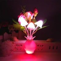 led colorful flower night lights luminous lamp eu plug sensor home bedroom decoration novelty light flower plant nightlight