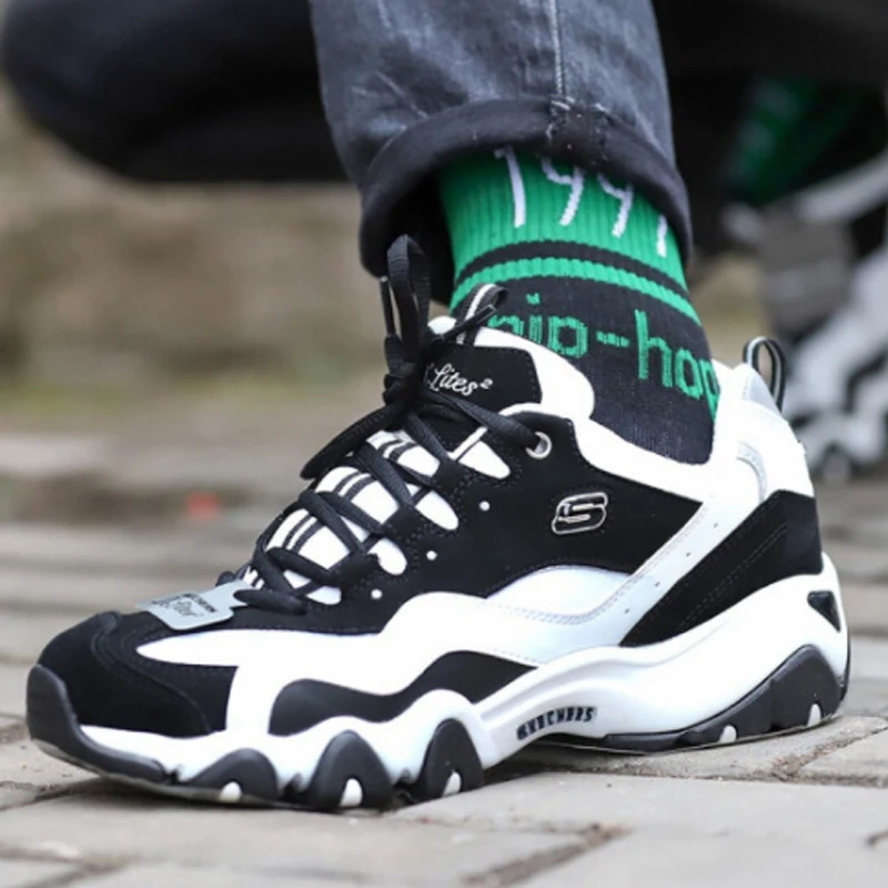 Мужские туфли на платформе Skechers удобные повседневные сетчатые плоской подошве