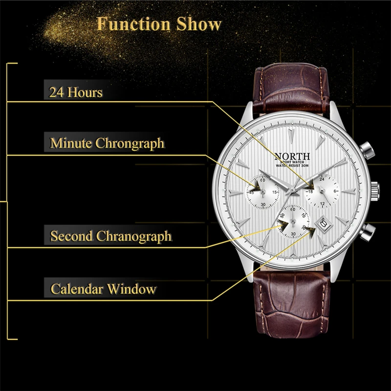 Часы NORTH 2019 мужские Модные Спортивные кварцевые часы брендовые Роскошные деловые