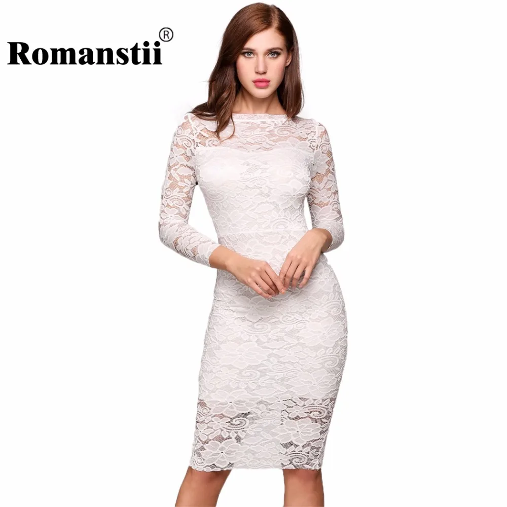 Romanstii Кружево платье Демисезонный 2017 Сексуальная 3/4 с длинным рукавом круглый