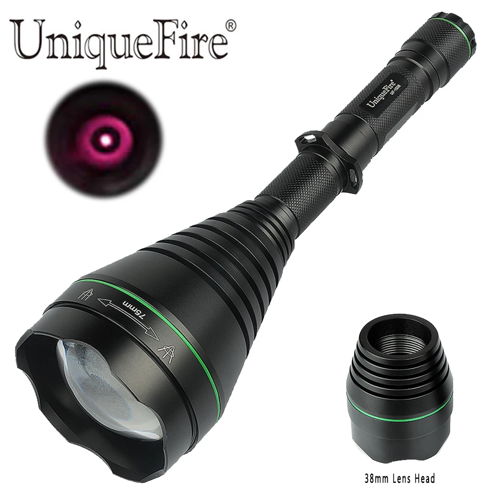 UniqueFire мощный ИК 850nm светодиодный фонарик UF-1508 75 мм асферический объектив Zoom Факел