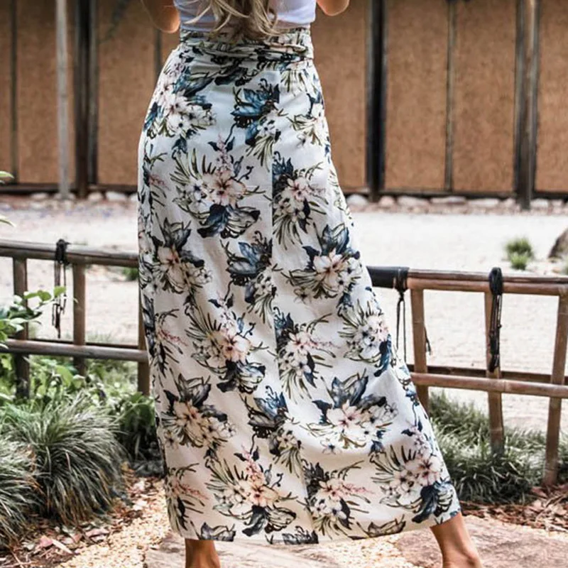 CALOFE винтажные Цветочные Длинные юбки с принтом женские летние элегантные