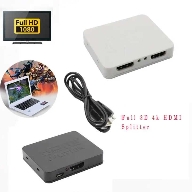 Цифровые кабели HIPERDEAL аудио видео кабель полезный Полный 3D 4k HDMI сплиттер 1x2 1 в 2