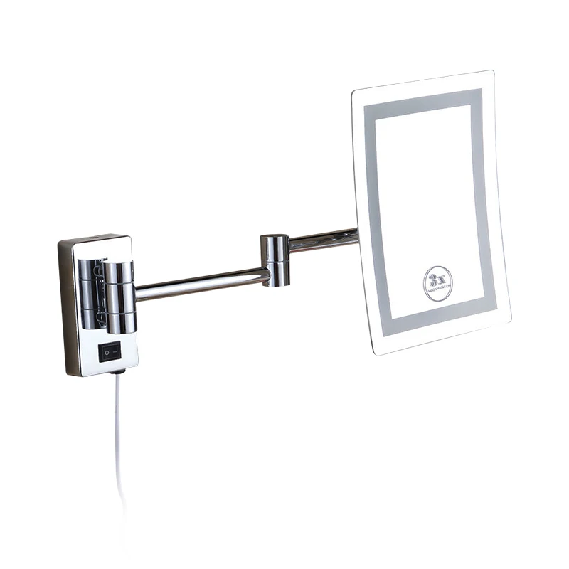 

Makeup Mirrors LED Wall Mounted Extending Folding Single Side LED Light Mirror 3x Magnification Bath Mirror Toilet Mirror