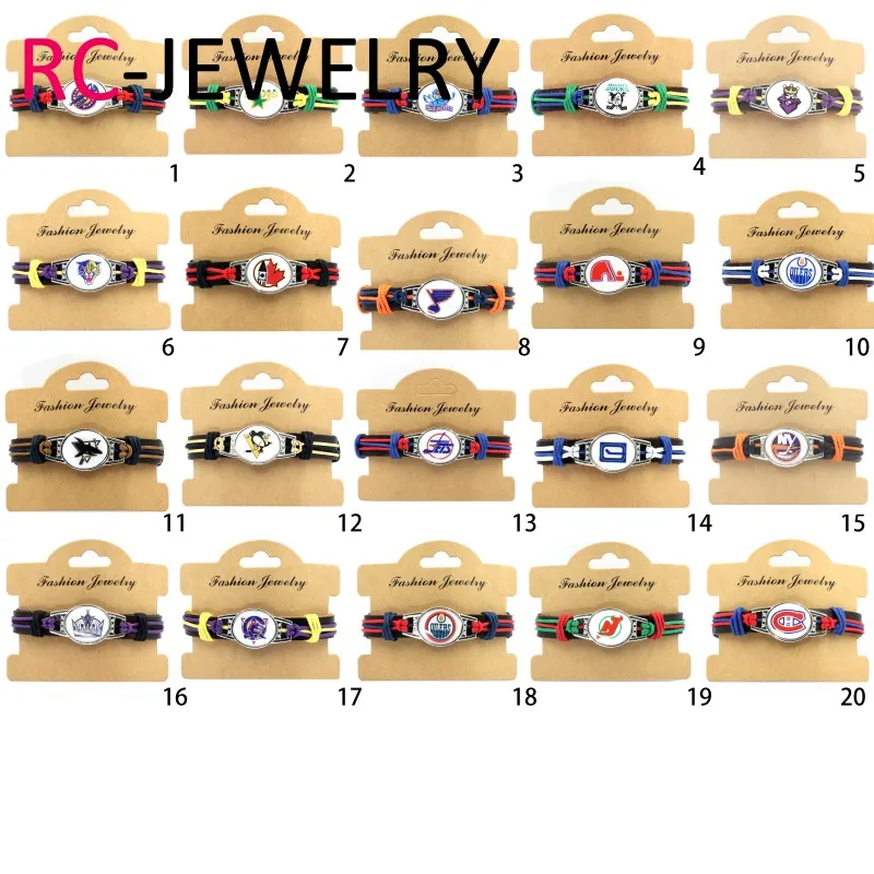 49# Ice Hockey Braided Bracelet Hurricane Carolina Charm Cowhide For Men genuine leather Jewelry Gifts | Украшения и аксессуары