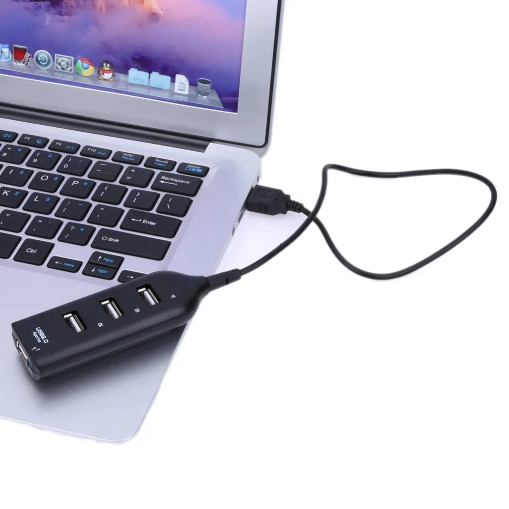 Универсальный 4 портовый телефон мини порт USB 2 0 хаб с узором черный для ноутбука