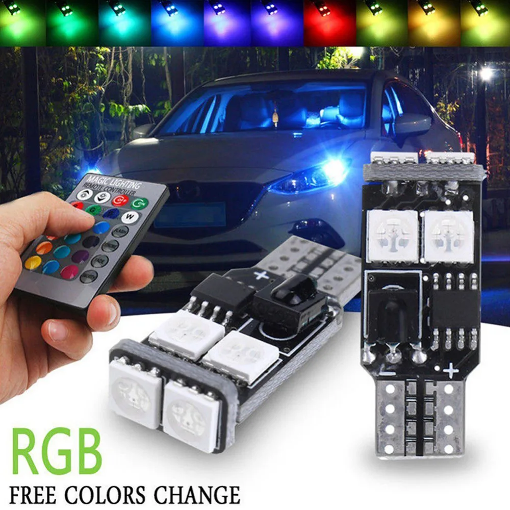 2 шт. T10 Ширина светильник RGB 6SMD 5050 светодиодный автомобильный клиновидный