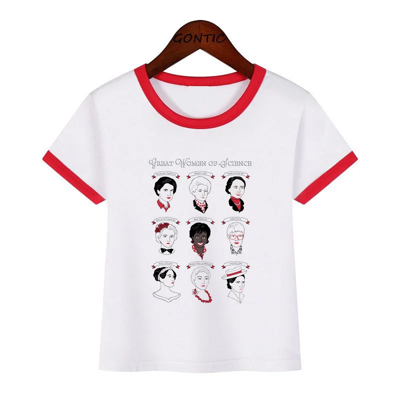 Summer Cartoon Great Minds Women of Science Boys Girls Tshirts Fashionable Short sleeve tees Cotton brief tops kids clothes | Детская