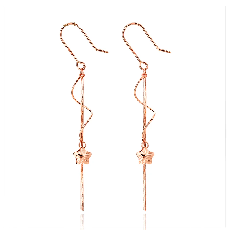 

Real AU750 Rose Gold Star Dangle Earrings Women Dangle Earrings