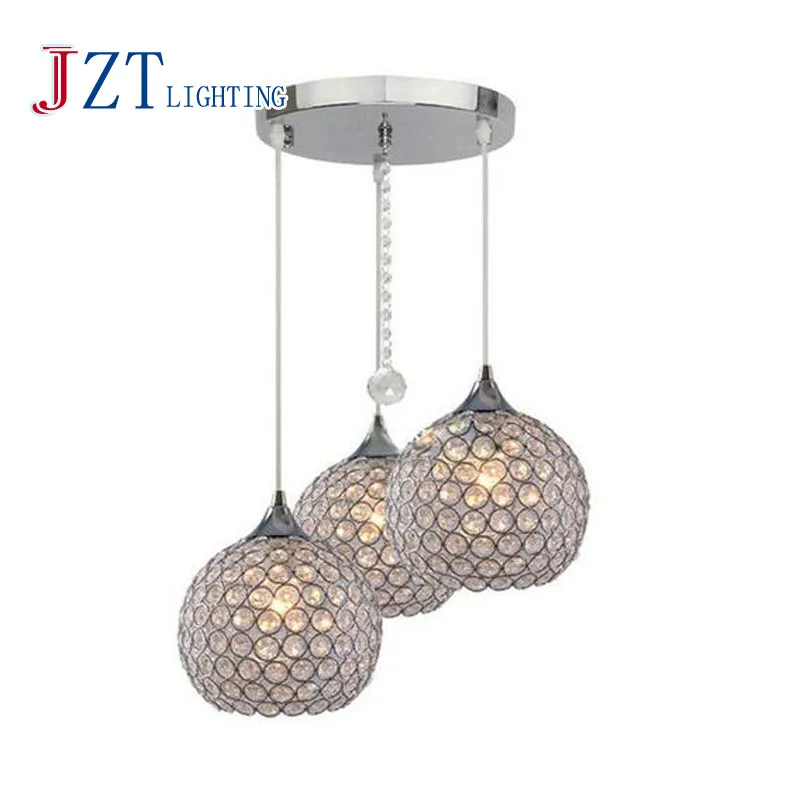 Современная Потолочная люстра с 3 светильниками и хрустальными шариками