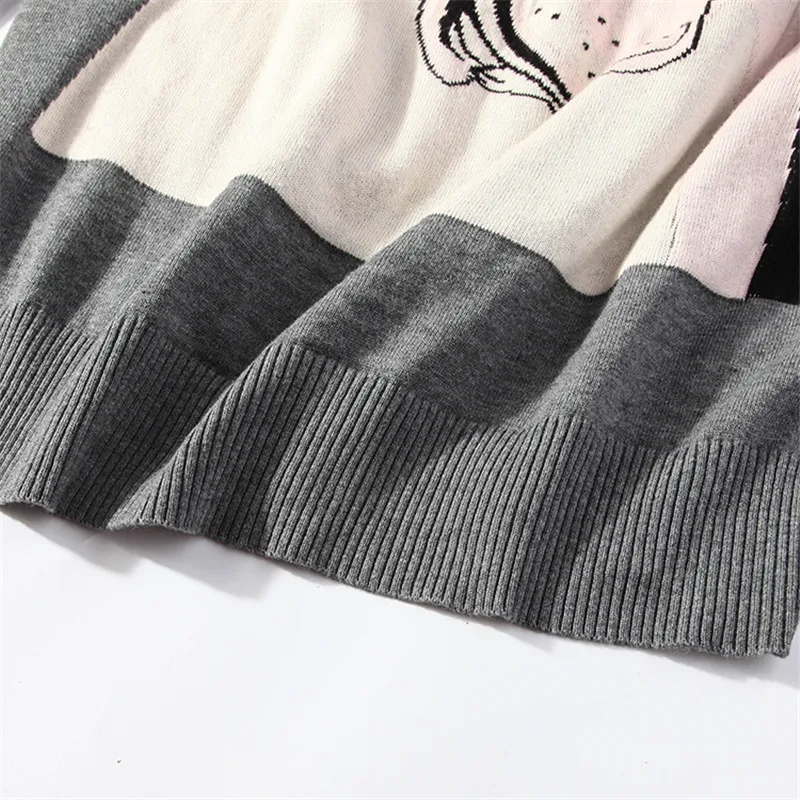 Fashion Runway Sweater Women Sweaters and Pullovers 2017 Winter Crown Dog Cool Large Knitted Harajuku Long Tops Jumper | Женская одежда
