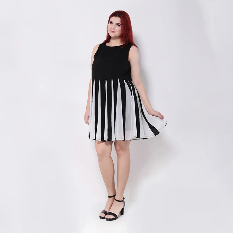 Женская одежда больших размеров Женский Детский Летний Полосатый сарафан